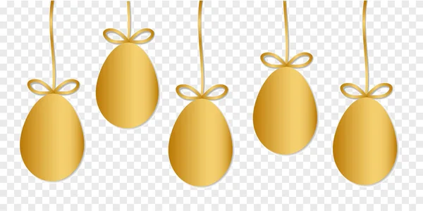 Złote Jaja Wielkanocne Kształt Białym Tle Przezroczystym Tle Ilustracja Wektorowa — Wektor stockowy