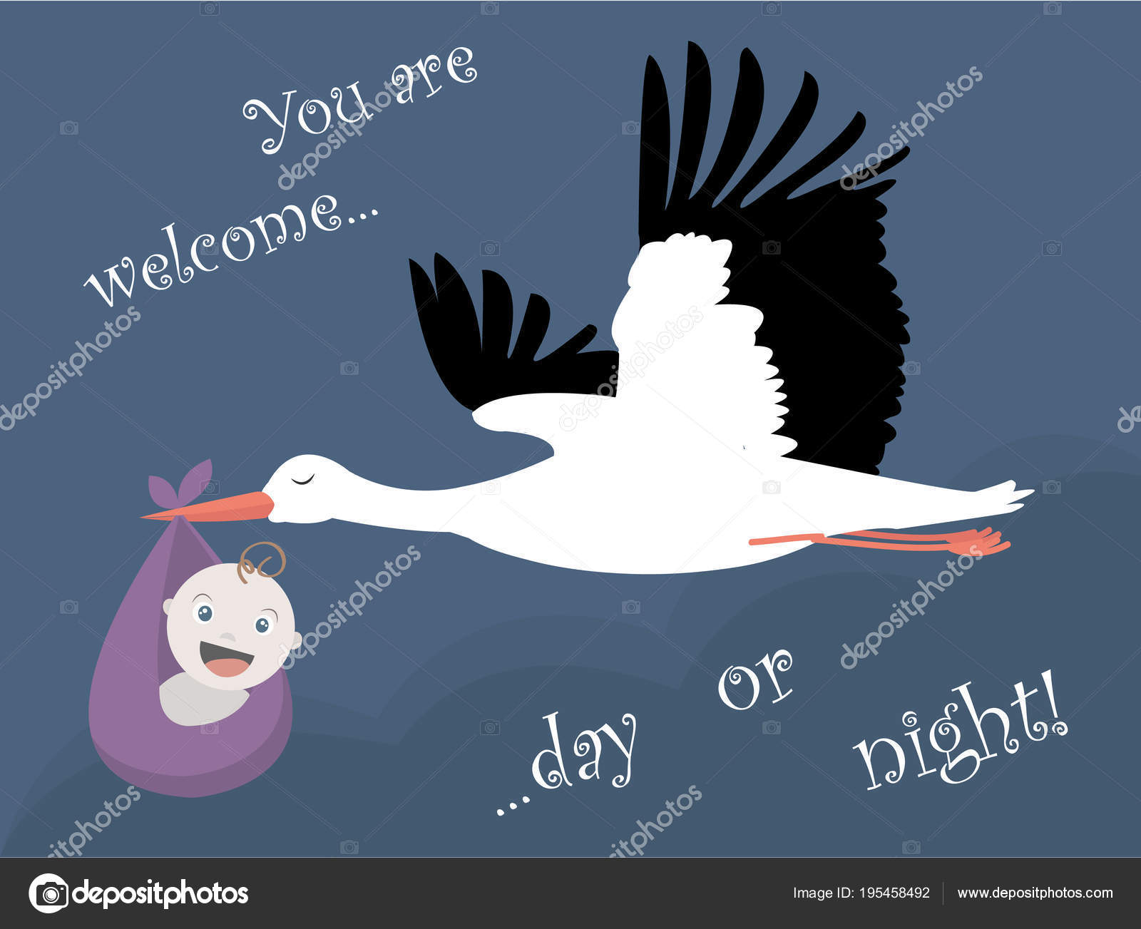 Illustration Vectorielle Avec Cigogne Et Bebe Image Vectorielle Par Flammynga Yandex Ru C Illustration