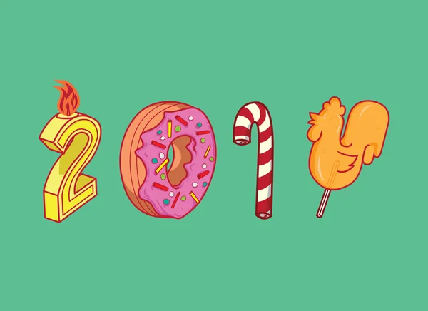 Sweet 2017 Nieuwjaar! Rechtenvrije Stockillustraties