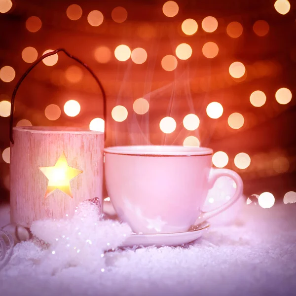 Warme chocolademelk in Kerstmis stilleven — Stockfoto