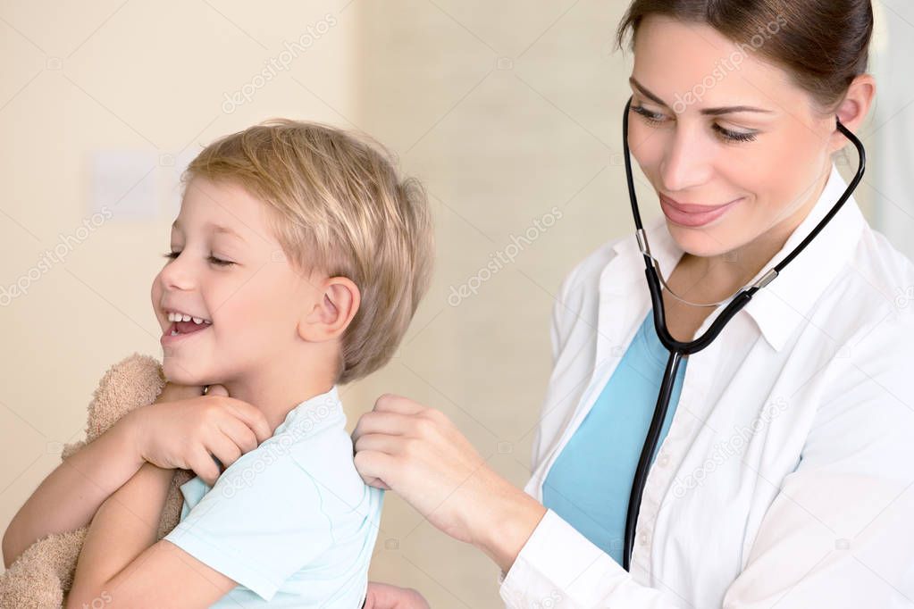 Sweet child visiting doctor