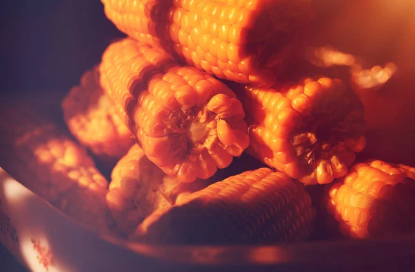 Смачна кукурудза на тарілці — стокове фото