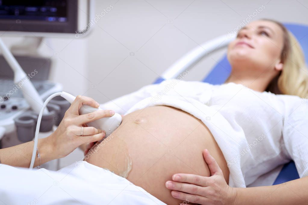 Pregnant woman on ultrasound