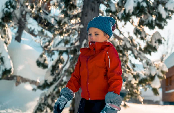 Klein meisje genieten van de winter — Stockfoto