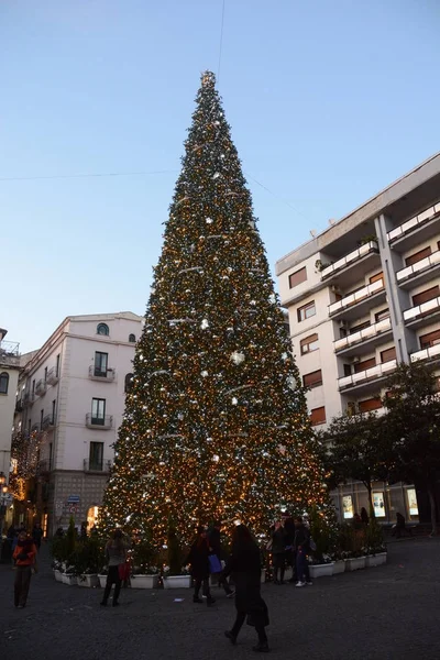 Italy Christmas Tree Luci Artista Lights Show Salerno December 2017 — Stock Photo, Image