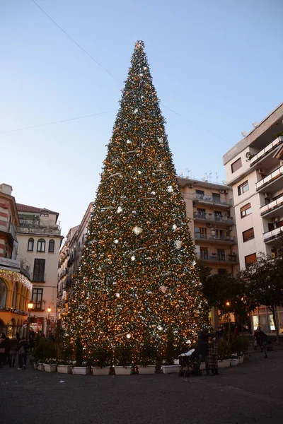 Italy Christmas Tree Luci Artista Christmas Lights Show Salerno December — Stock Photo, Image