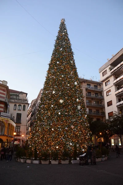 Italy Christmas Tree Luci Artista Christmas Lights Show Salerno December — Stock Photo, Image