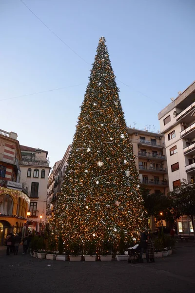 Italy Christmas Tree Luci Artista Lights Show Salerno December 2017 — Stock Photo, Image