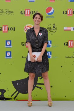 Giffoni Valle Piana, Sa, İtalya - 15 Haziran 2017: Andrea Delogu, Giffoni Film Festivali 2017 - tarih 15 Haziran 2017 Giffoni Valle Piana, İtalya 