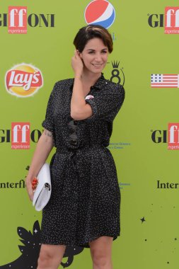 Giffoni Valle Piana, Sa, İtalya - 15 Haziran 2017: Andrea Delogu, Giffoni Film Festivali 2017 - tarih 15 Haziran 2017 Giffoni Valle Piana, İtalya 