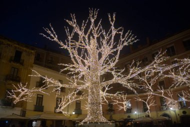 İtalya: The Luci d 'Artista, Salerno' da Noel Işıkları Şovu, 15 Aralık 2019.