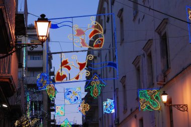 İtalya: The Luci d 'Artista, Noel Işıkları Şovu Salerno, 26 Aralık 2019.