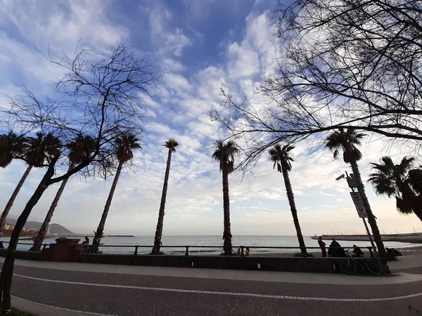 Talya Saint Teresa Plajı Manzarası Salerno Şubat 2020 — Stok fotoğraf