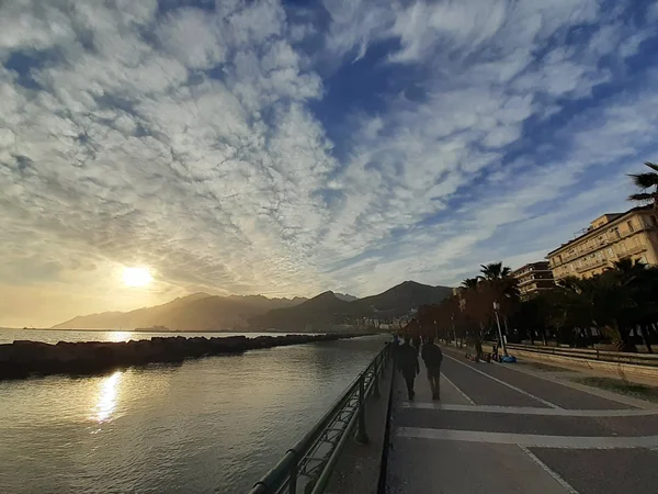 Italia Vista Del Paseo Marítimo Salerno Febrero 2020 — Foto de Stock