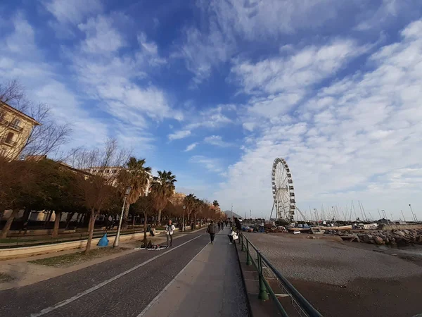 Italien Blick Auf Die Strandpromenade Von Salerno Februar 2020 — Stockfoto