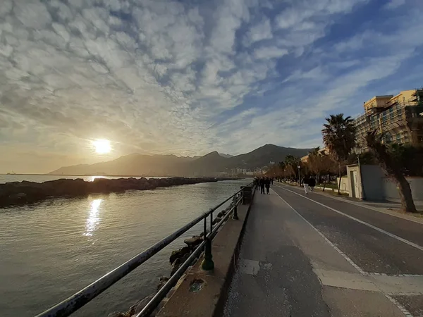 Italia Veduta Del Lungomare Salerno Febbraio 2020 — Foto Stock