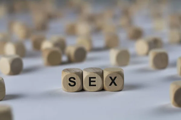 Cubo de sexo con letras, signo con cubos de madera — Foto de Stock