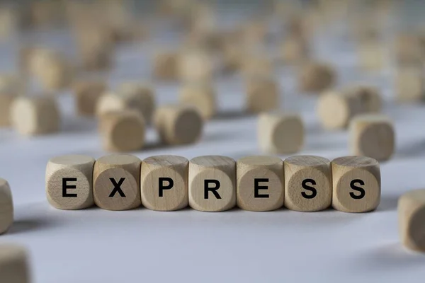 Express kostky s písmeny, podepsat s dřevěnými kostkami — Stock fotografie