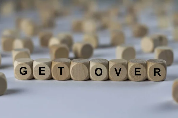 Get over   cube with letters, sign with wooden cubes — Stock Photo, Image