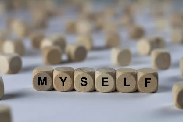 Myself   cube with letters, sign with wooden cubes — Stock Photo, Image