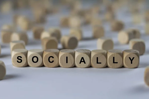 Socially   cube with letters, sign with wooden cubes — Stock Photo, Image