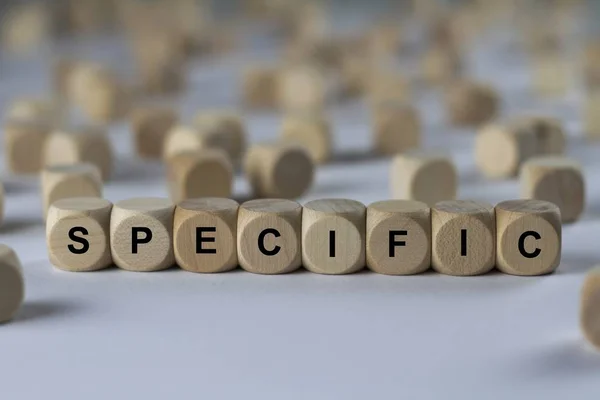 Specific   cube with letters, sign with wooden cubes — Stock Photo, Image