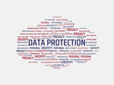Veri koruma - kelimelerle ilişkili konu veri koruma, word bulut, küp, mektup, resim, illüstrasyon ile görüntü
