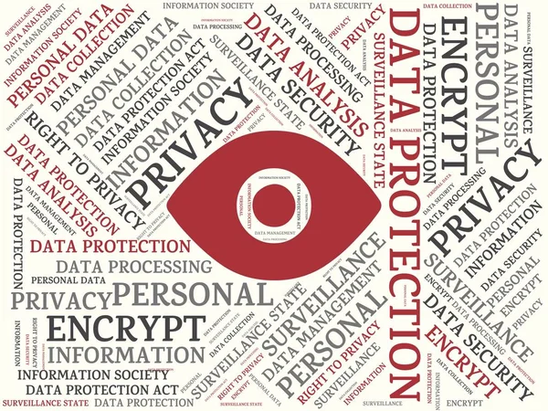 DATA PROTECTION - image with words associated with the topic DATA PROTECTION, word cloud, cube, letter, image, illustration