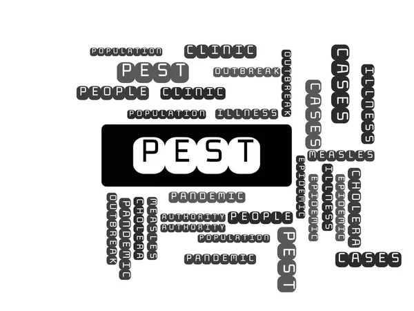 害虫 - 言葉でイメージは関連付けの流行のトピック、単語の雲、キューブ、文字、画像、イラスト — ストック写真