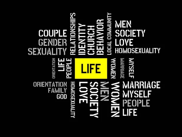 Obraz życia - streszczenie - słów związanych z tematem homoseksualizmu, słowa, obrazu, ilustracja — Zdjęcie stockowe