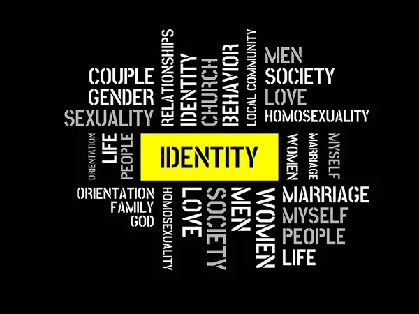 IDENTITÉ - DISSIMILARITÉ - image avec des mots associés au sujet HOMOSEXUALITÉ, mot, image, illustration — Photo