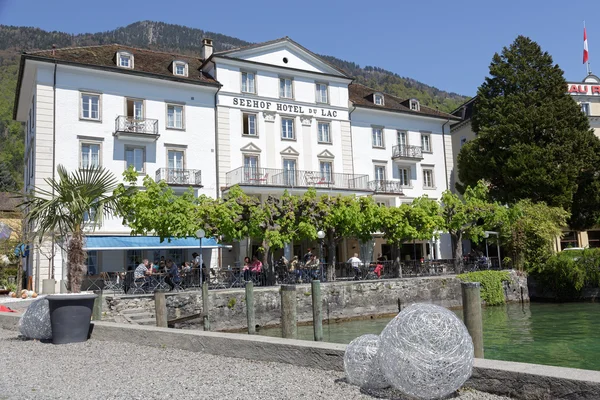 Weggis, Hotel facing to Lake Lucerne — Stock Photo, Image