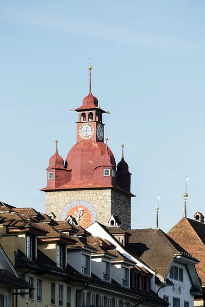 Clock Tower, a part of Town Hall in Lucerne — Stock Photo, Image