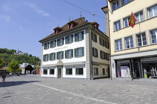 Buildings at the square, Muchlenplatz — Stock Photo, Image