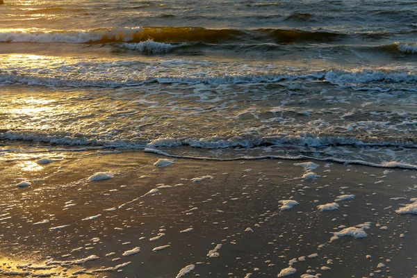 Gün batımında Baltık Denizi'nin yumuşak dalgalar