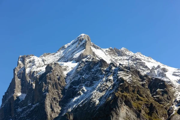 Alp Wetterhorn uç aynı derecede Grindelwald üzerinden görüldü — Stok fotoğraf