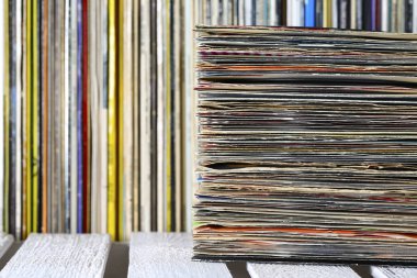 Vinil kayıtlar dizilir