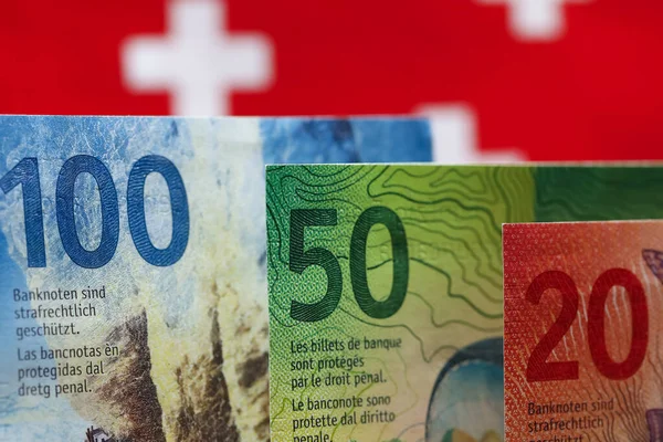 Three Swiss banknotes — Stock Photo, Image