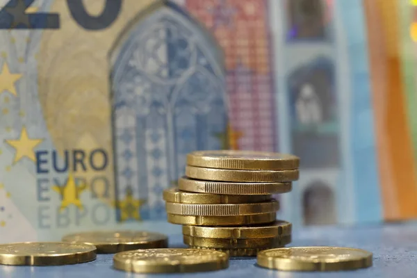 Billet Est Arrière Plan Des Pièces Monnaie Zone Euro Est — Photo