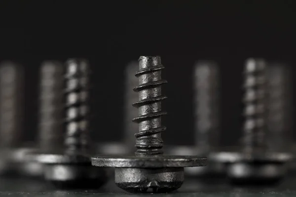 Conjunto Tornillos Estos Pequeños Artículos Industriales Son Piezas Automotrices Han —  Fotos de Stock