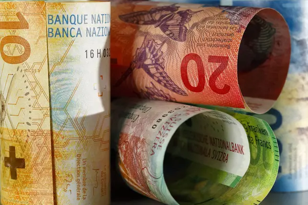 Few Rolls Swiss Banknotes Concept Idea Present Economy — Stock Photo, Image