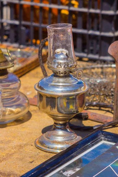 Small and old glass oil lamp — Stock Photo, Image