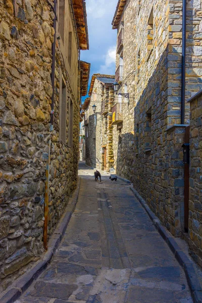 Aldeia medieval de Ainsa dos Pirinéus com pedra bonita hous — Fotografia de Stock