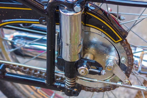 Details of the back wheel of an old motorcycle — Stock Photo, Image