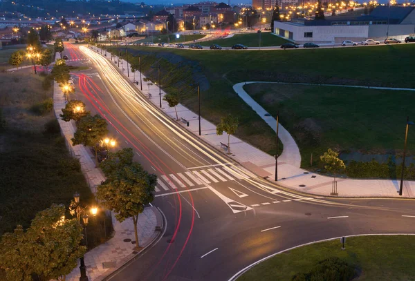 Nattutsikt Över Gatorna Staden Oviedo Spanien — Stockfoto