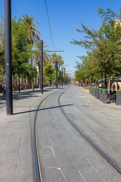 西班牙塞维利亚市的电车轨道 — 图库照片