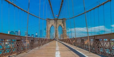 New York NY Brooklyn Köprüsü'nün panoramik görünüm