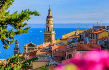 Old town of Menton on the French Riviera clipart