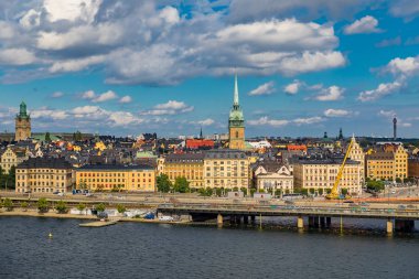 Stockholm eski şehir İsveç'te Gamla Stan üzerine görüntülemek 