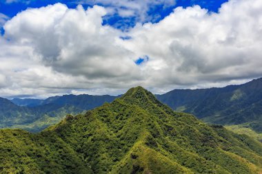 Honolulu Hawaii dağ ridge satırının havadan görünümü